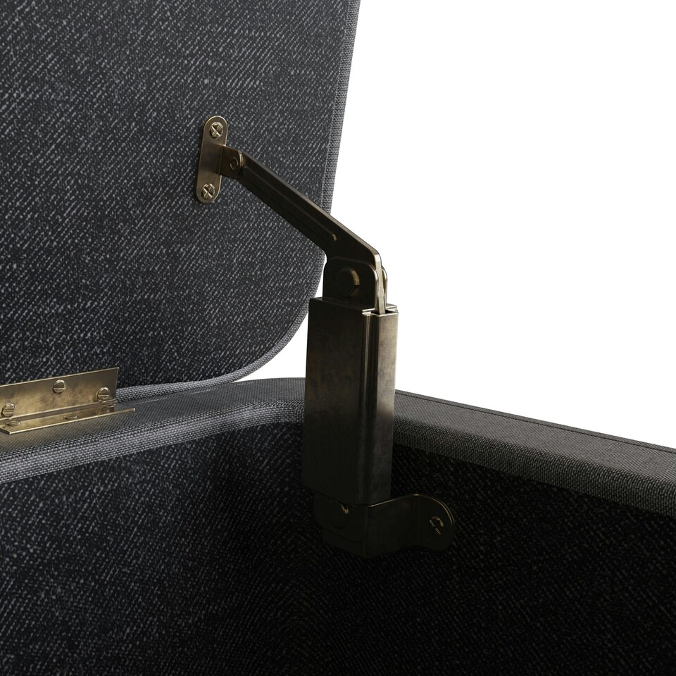 image 1 of Grey Linen Ottoman Storage Bench With Solid Wooden Legs Grey