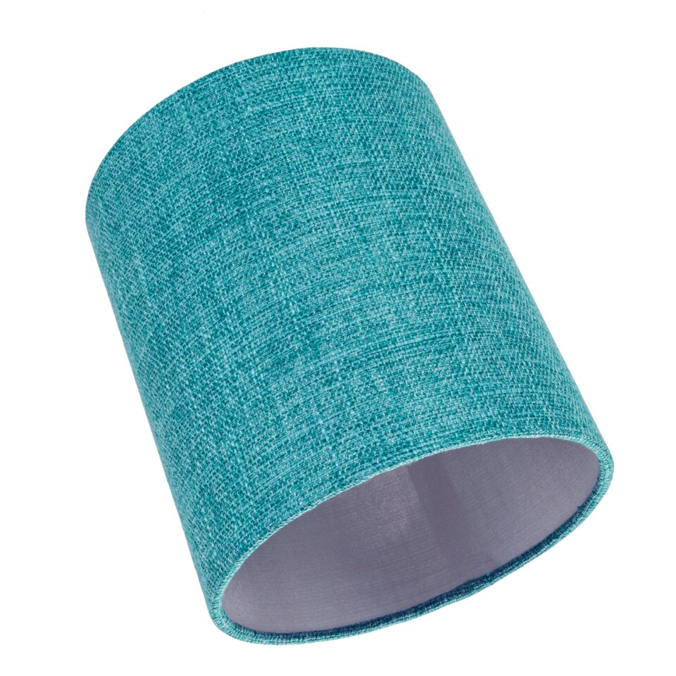image 1 of Contemporary and Sleek Teal Linen Fabric 6 Cylindrical Lamp Shade 60w Maximum | Blue