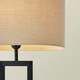 image 2 of ValueLights Katniss Large Black Metal Bedside Table Lamp with an Oatmeal Oval Fabric Lampshade - Bulb Included Black