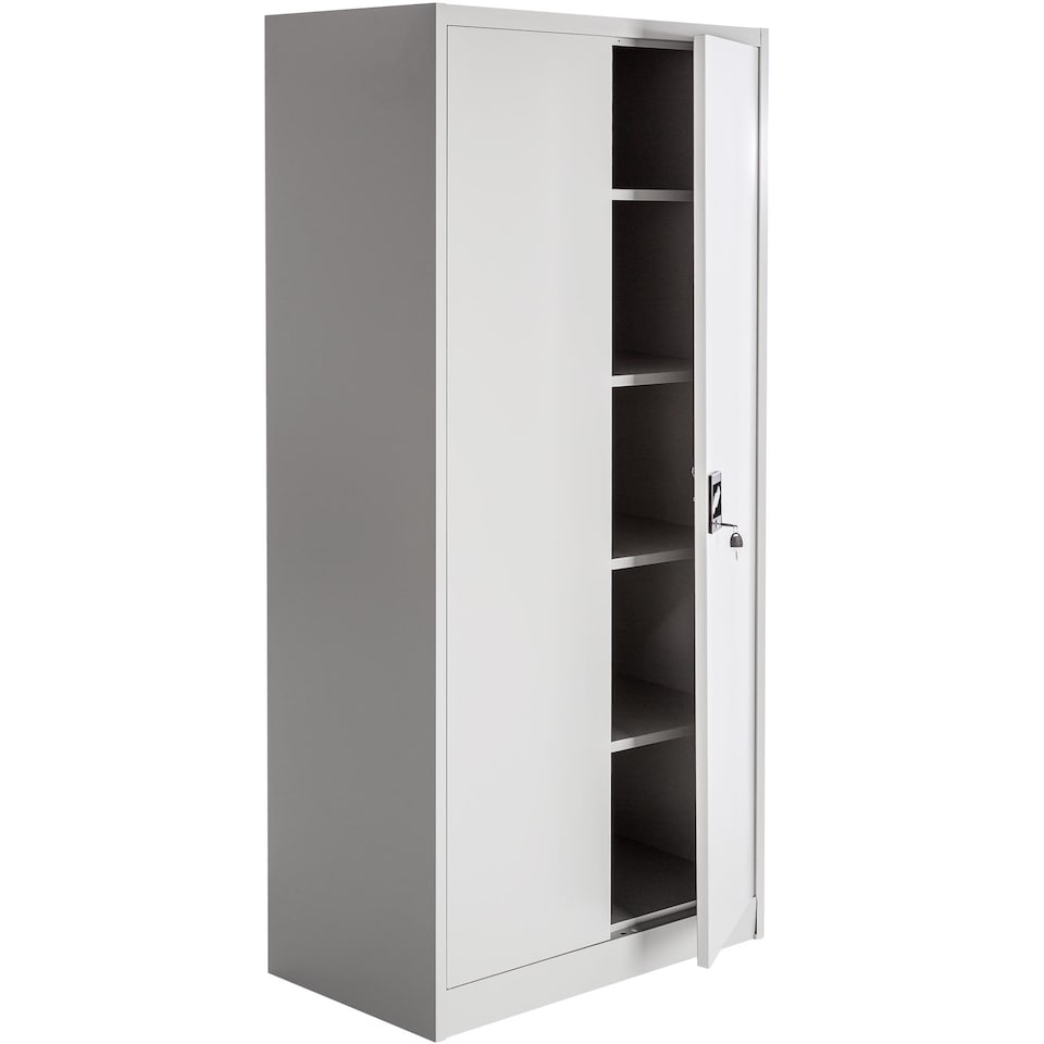 image 1 of Filing Cabinet Set - 5 height-adjustable shelves, lockable doors | Grey | grey | 40 x 90 x 180 cm | 2
