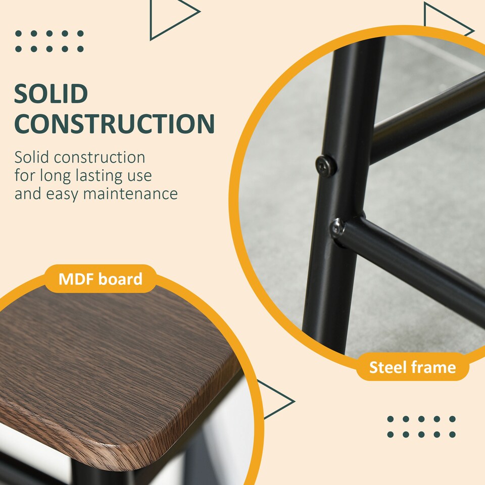 image 1 of HOMCOM Bar Table Set, Bar Table and Stools Set, Footrest and Storage Shelf, for Kitchen, Dining Room, Pub, Cafe, Black and Oak