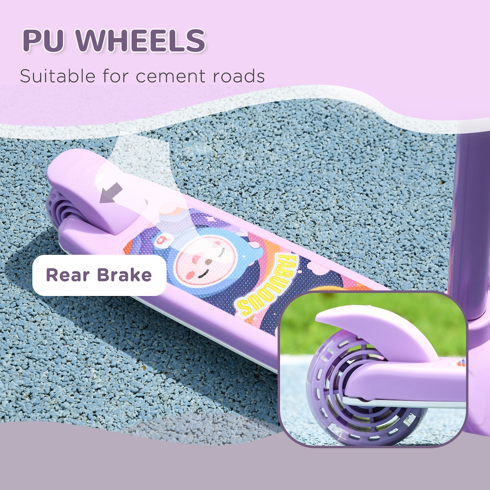 image 1 of AIYAPLAY Kids Scooter, 3 Wheel Scooter for Toddlers Ages 2-6, with 3-level Adjustable Height, LED Light, TPE Handlebar, Kick Scooter for Boys and Girls | Purple | Purple