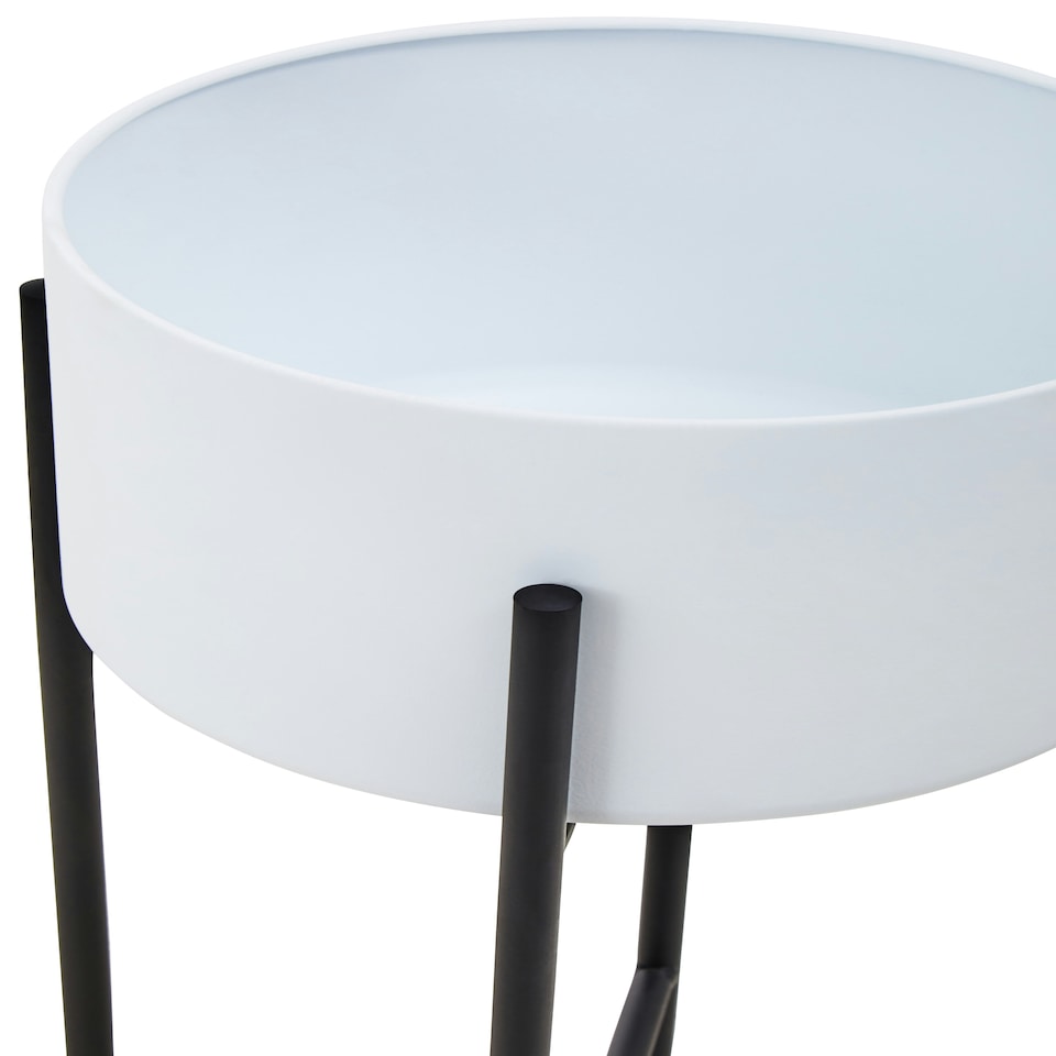 image 1 of Interiors by Premier Contemporary Design Large White And Black Floor Standing Planter, Sturdy And Durable Outdoor Pot For Flowers White