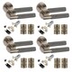 image 1 of Golden Grace 4 Sets Straight T-Bar Knurled Door Handles in Antique Brass Finish with Tubular Latch and 1 Pair of 3" Ball Bearing Hinges Bronze