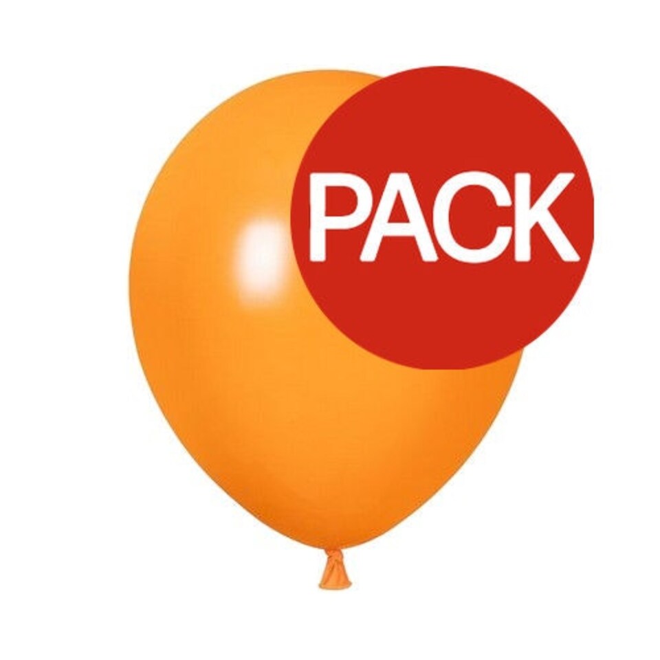 Globos Latex Plain Balloons (Pack of 100) - Orange - 5in