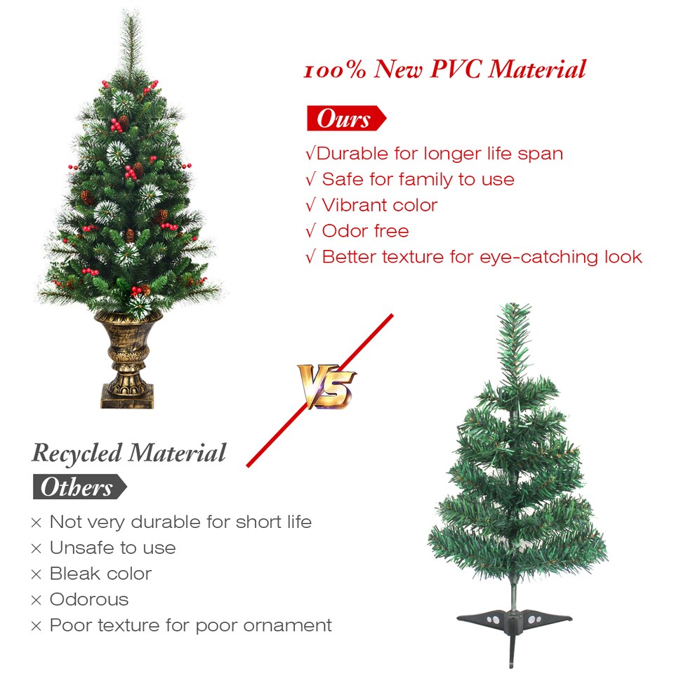 image 1 of COSTWAY 4FT Artificial Christmas Tree Mini Tabletop Christmas Tree with Base