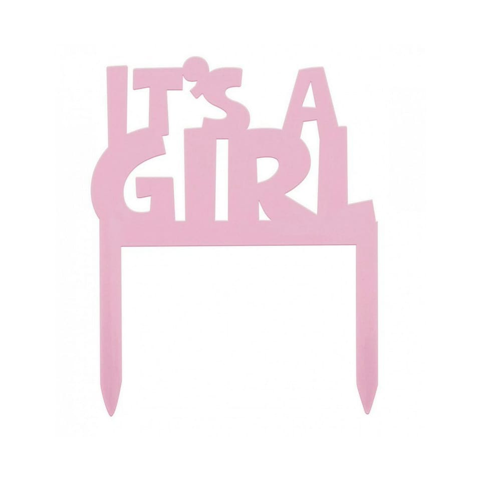 Unique Party It´s A Girl Baby Shower Plastic Cake Topper - Pink - One Size