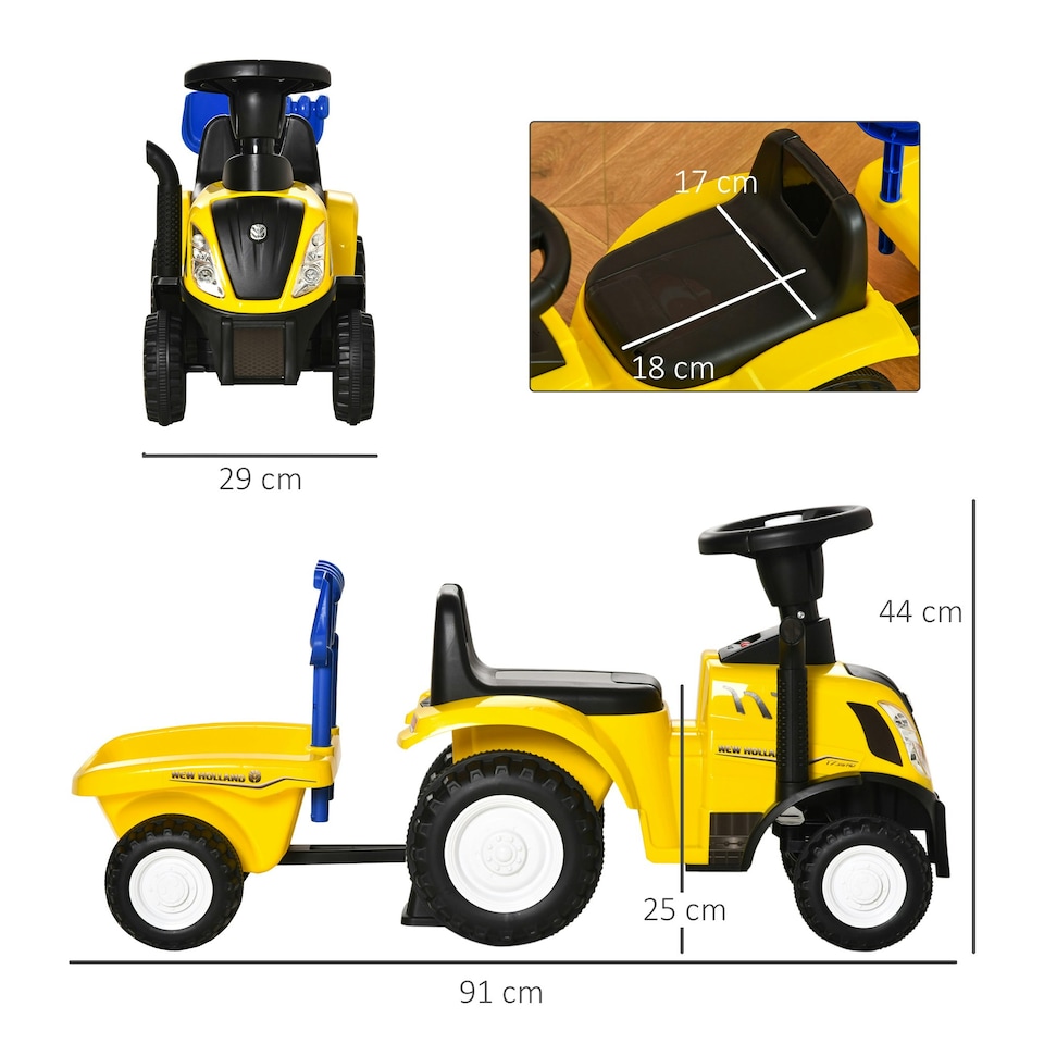 image 1 of HOMCOM Ride On Tractor Toddler Walker Foot To Floor Slider 12-36 Months Yellow