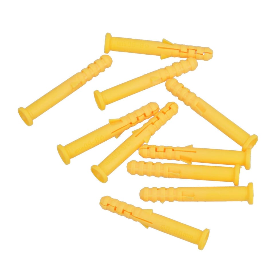 image 1 of 5 x 60mm Countersunk Screws And Wall Raw Plugs For Wood Concrete Brick 100pc