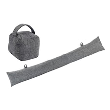 Nicola Spring Herringbone Door Stop & Draught Excluder Set - Grey