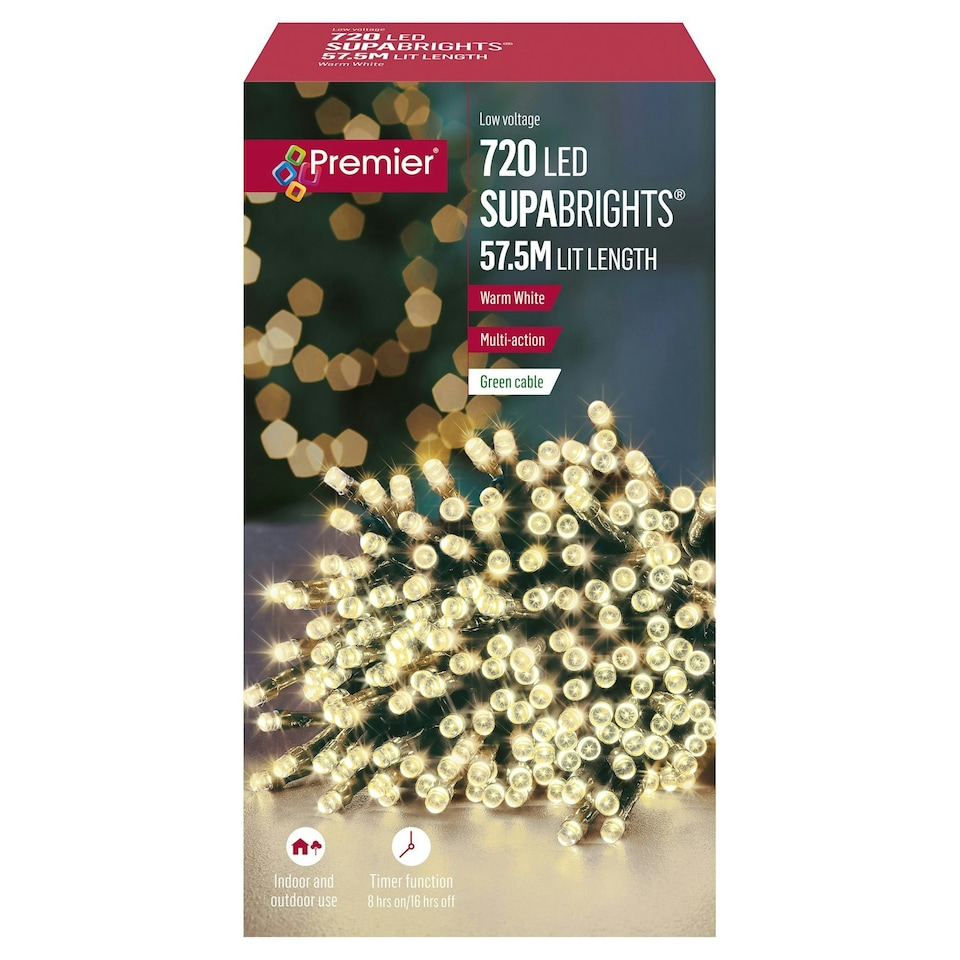 Premier Supabrights Lights 720 LED Warm White 57.5m