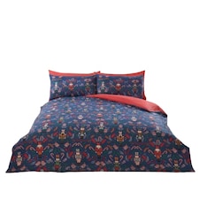 Nutcracker Microfibre Reversible Duvet Cover Set with Pillowcase Blue | Single