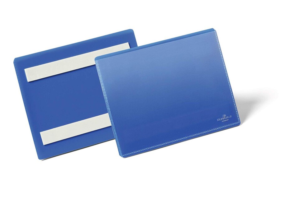 image 1 of Durable Adhesive Ticket Holder Label Pouch Document Pockets | 50 Pack | A6 Blue