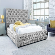 Enigma Crushed Crush Small Double Bed Frame - Silver