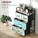 image 3 of HOMCOM 4-Drawer Chest of Drawers, Fabric Dresser with Open Shelf, Blue Blue | Black, Brown