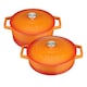 image 1 of Cooks Professional Cast Iron Casserole Set of 2 | 26cm and 28cm | Enamelled Inside and Out | Graduated Orange