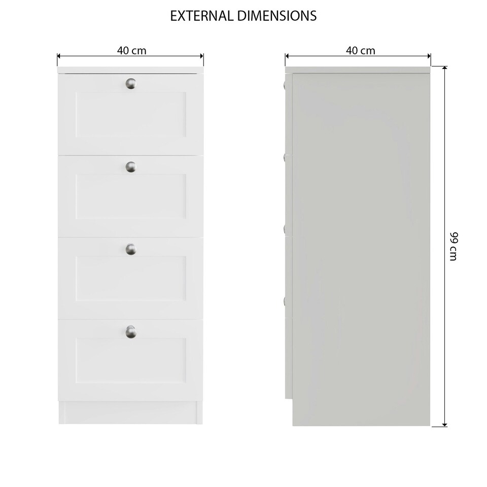image 1 of FWStyle Artus Shaker 4 Drawer Chest Of Drawers Matt White