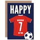 image 1 of Football Strip Kit Red Jersey Top On Age 7 Year Old Child Kids 7th Birthday Card