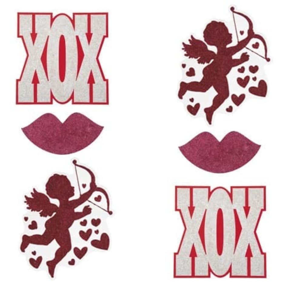 XOX Cupid Assorted Mini Glitter Cutouts - Pack of 6
