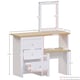 image 3 of Vida Designs Arlington 3 Drawer Dressing Table Mirror & Stool Set Vanity Makeup Desk, White & Oak