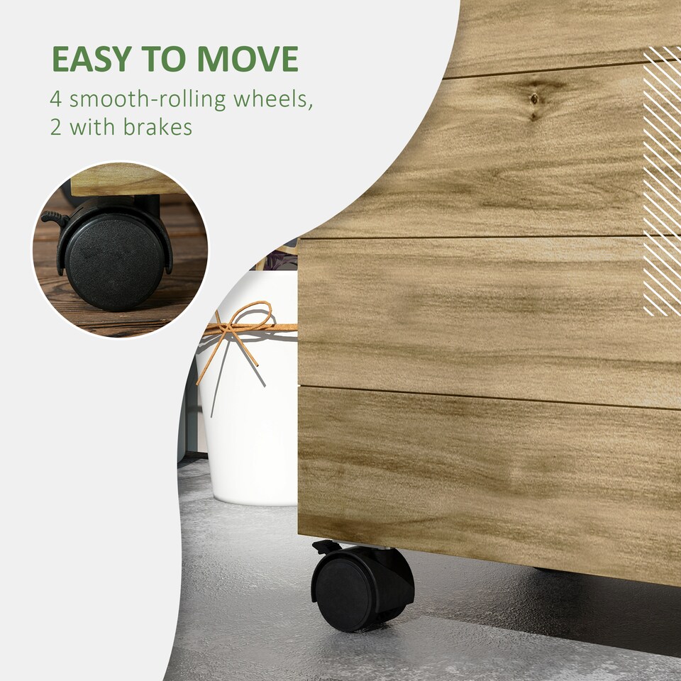 image 1 of Outsunny Garden Wooden Trellis Planter Box Raised Bed with 4 Wheels