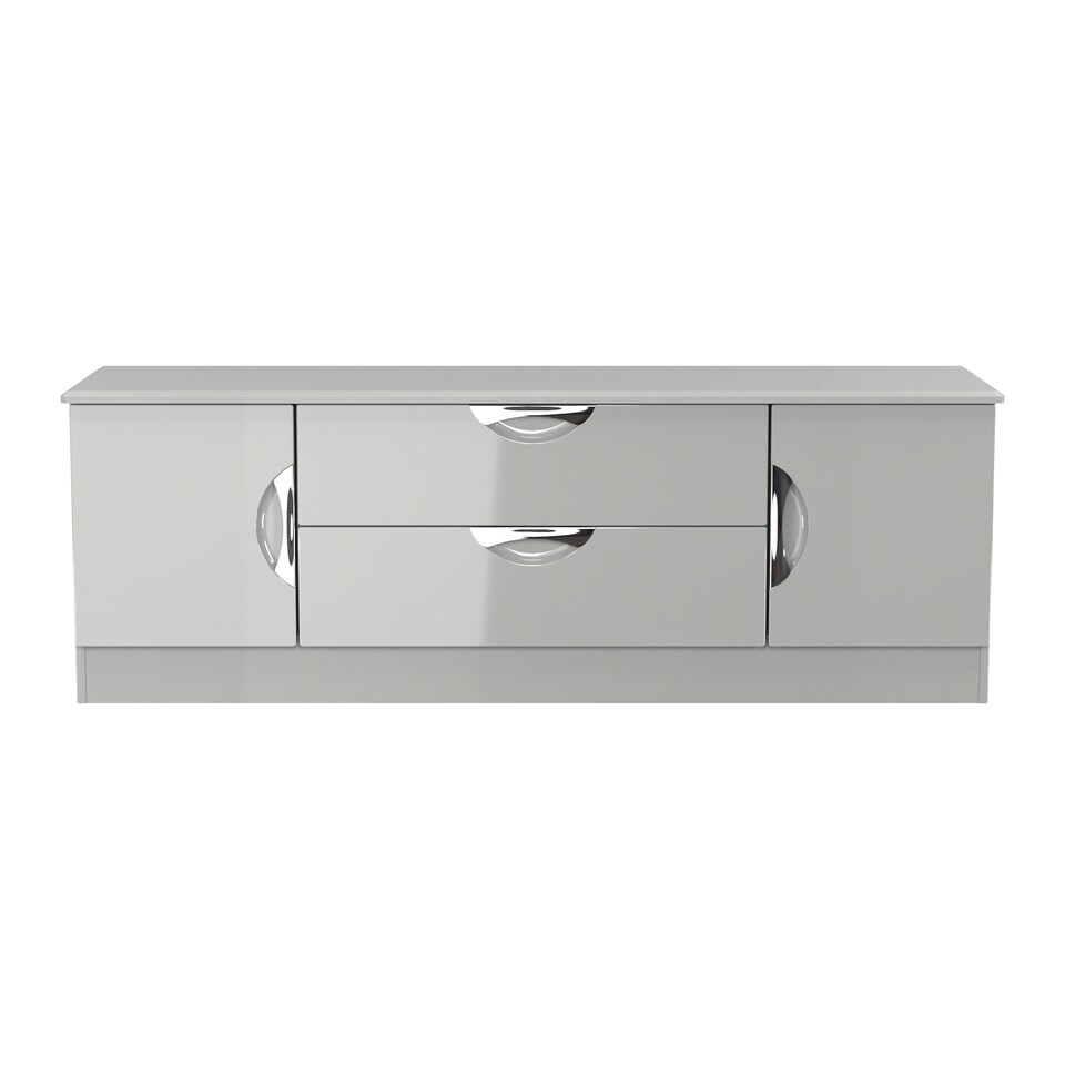 image 1 of Holborn 2 Door 2 Drawer Wide TV Unit in Grey Gloss & Dusk Grey (Ready Assembled) | Grey | Grey Gloss & Dusk Grey