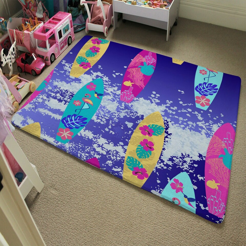 image 1 of Tropical Surf (Rug) Blue | Large: 140x200cm