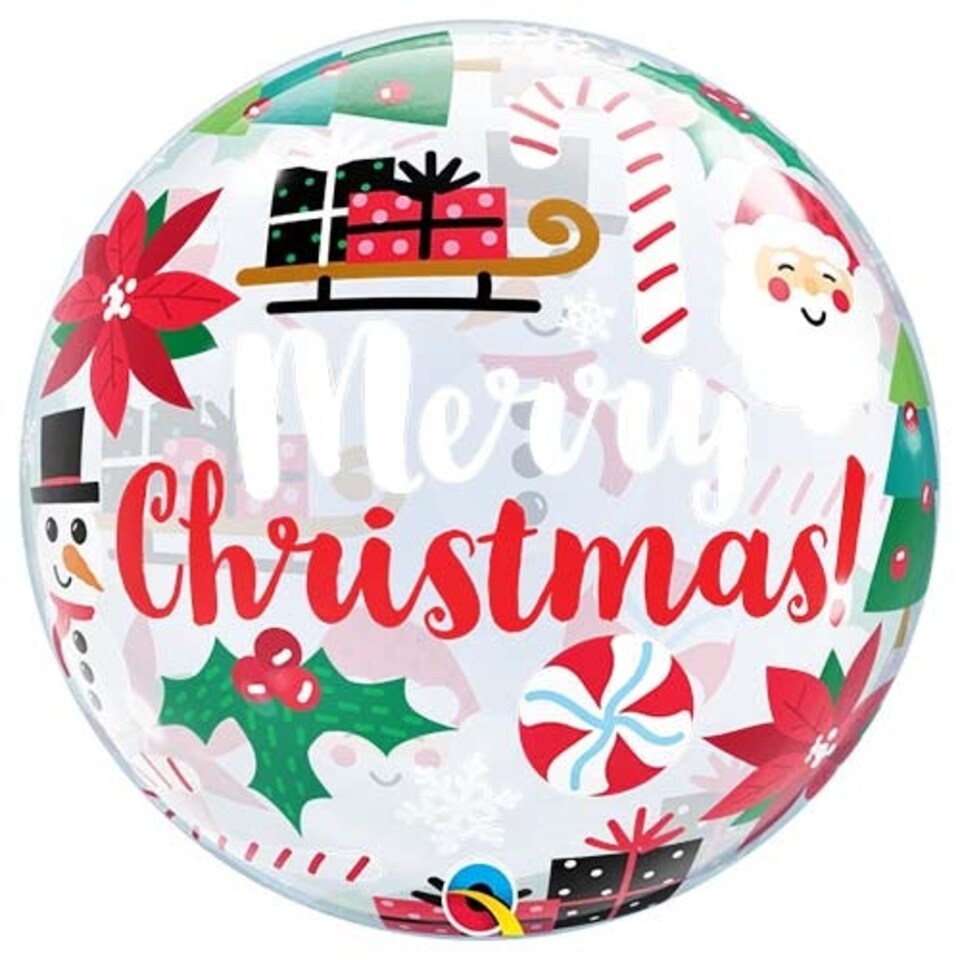 Merry Christmas Transparent Bubble Helium Qualatex Balloon 56cm / 22 in