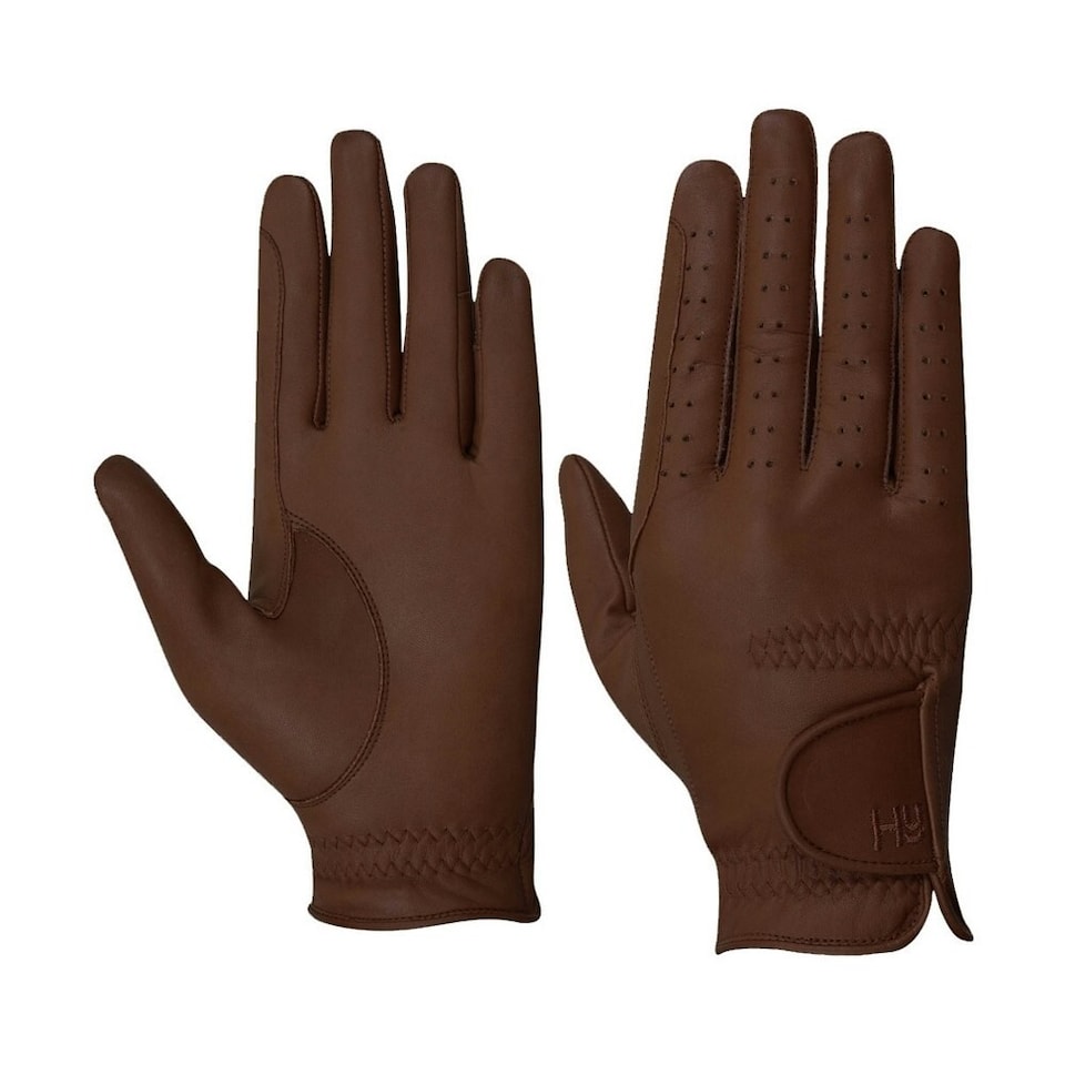 Hy5 Adults Leather Riding Gloves - Brown - XS | Brown | XS