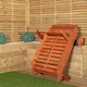 image 2 of 1.9m x 0.6m Outdoor Wooden Adjustable Foldable Sunlounger with Wheels | Brown | Brown