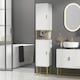 image 2 of kleankin Freestanding Bathroom Cabinet Linen Towel w/ Adjustable Shelf, 2 Doors