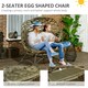 image 4 of Outsunny 2 Seater Egg Chair Outdoor with Cushion, Cup Pockets - Khaki