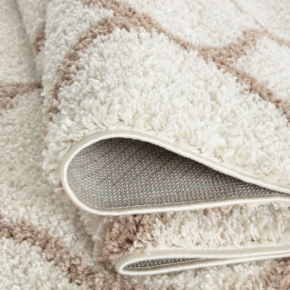 image 1 of The Rugs Moroccan Collection Soft High Pile Shaggy Trellis Floor Rugs and Runners Living Room