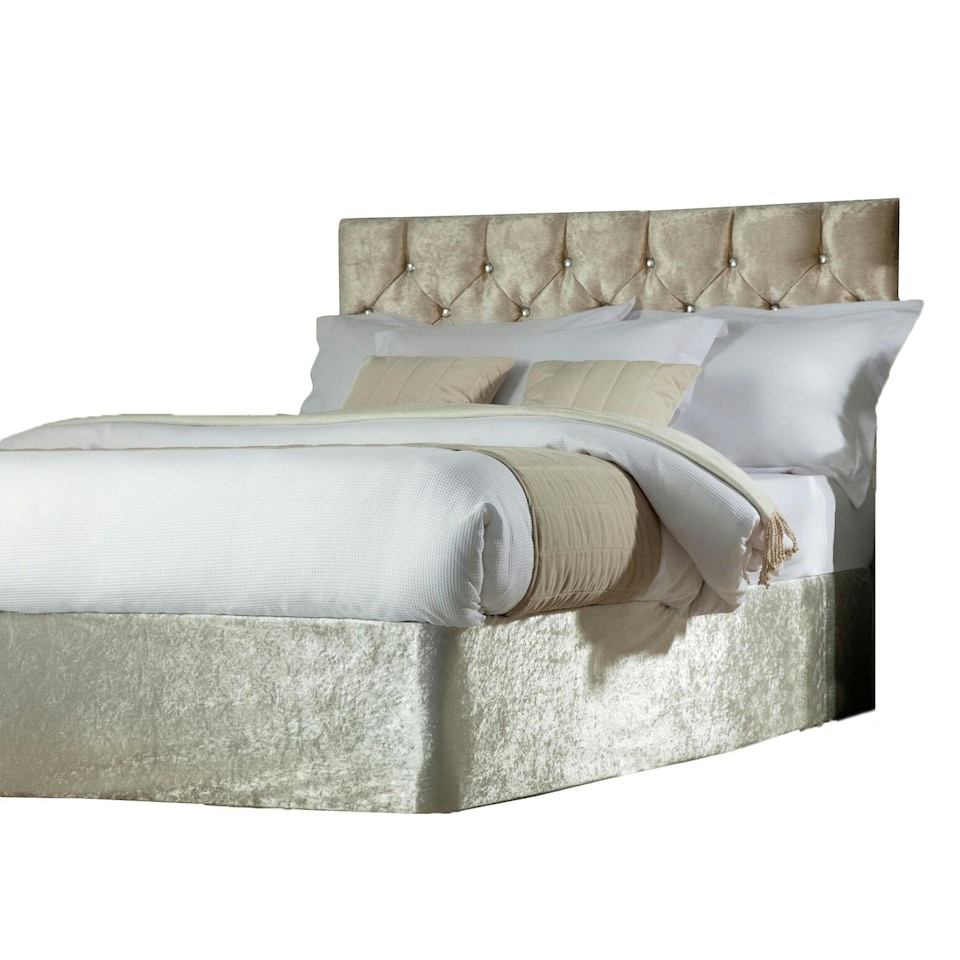 image 1 of Belledorm Divan Crushed Velvet Base Wrap - Champagne - King