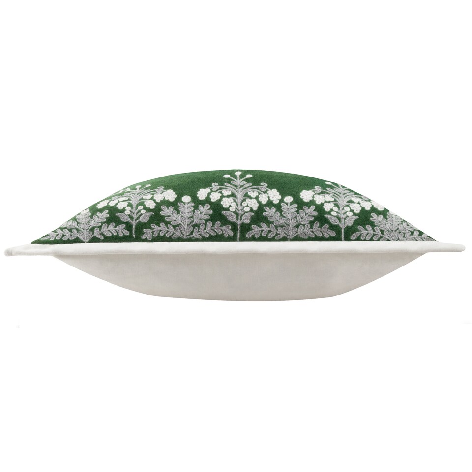 image 1 of Paoletti Embroidered Cushion, Green, 50 x 50cm