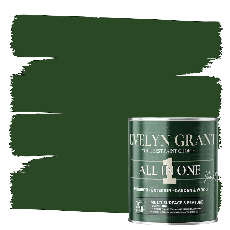 image 1 of EVELYN GRANT All-in-One Paint & Primer - Multi-Surface for Walls, Wood, Interior & Exterior - Forest Green - 5L - Matt