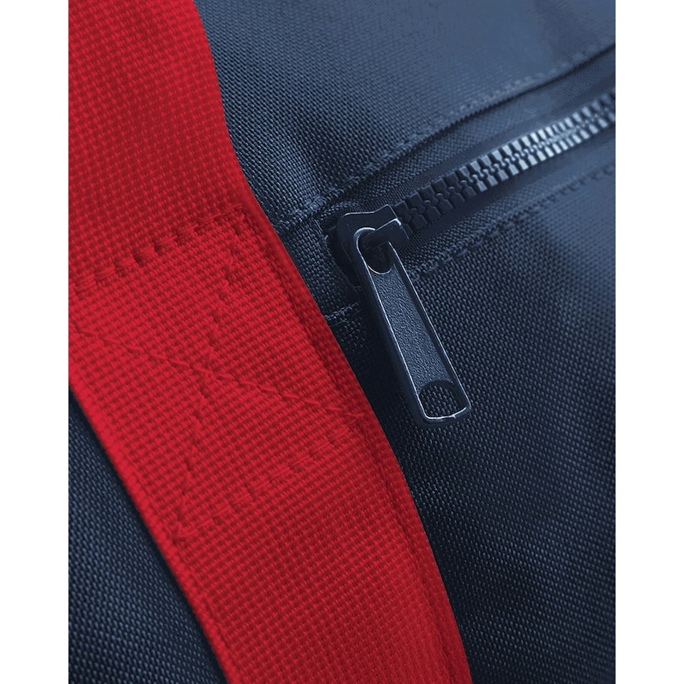 image 1 of Bagbase Plain Varsity Barrel / Duffle Bag (20 Litres) - French Navy/Classic Red - One Size