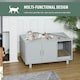 image 2 of PawHut Cat Litter Box Enclosure & House w/ Nightstand/End Table Design, Grey