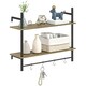 image 1 of HOMCOM Wall Shelf Unit with 4 Hooks for Living Room, Entryway, Grey