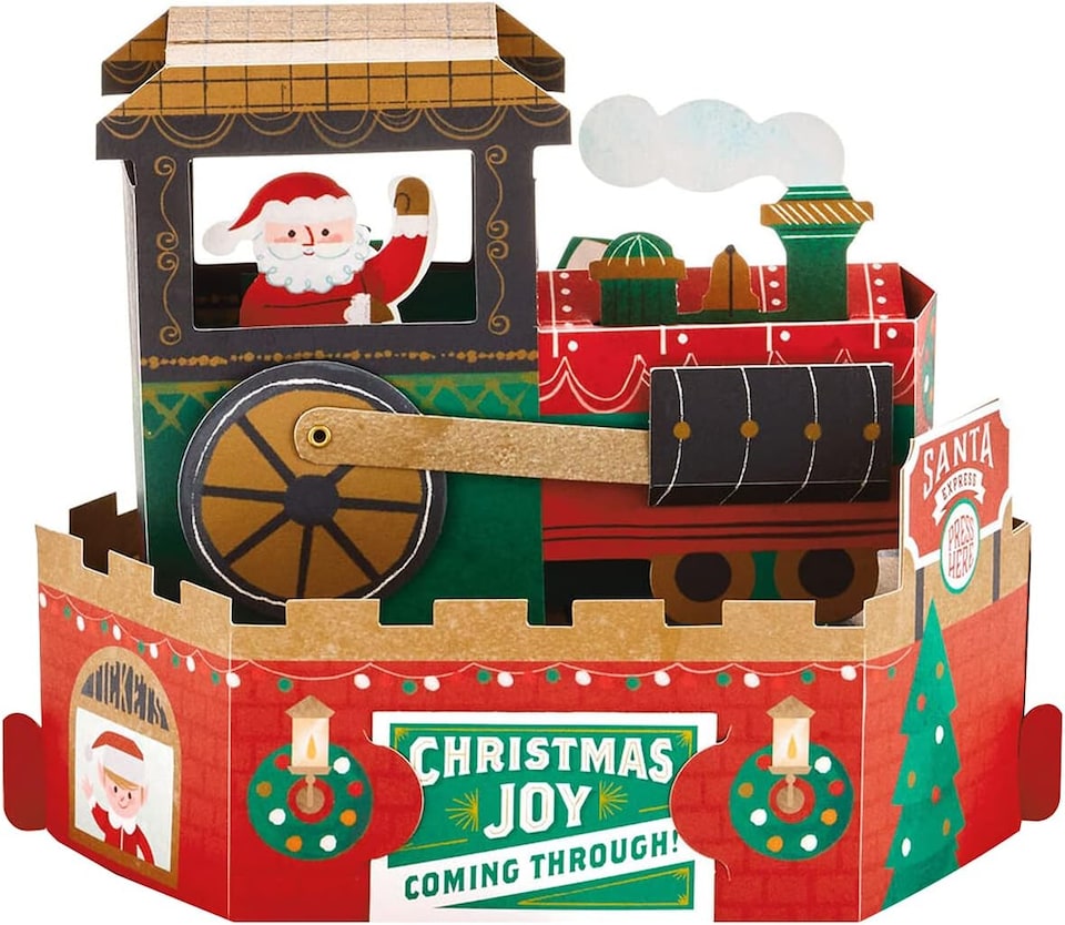 image 1 of Santa's Polar Express Musical Motion Wheel Pop Up 3D Christmas Card