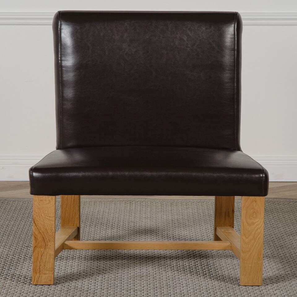 image 1 of Oregon Round Oak Dining Table with Washington Leather Chairs Brown