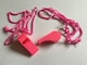 image 4 of Pack of 15 Pink Plastic Whistles with Lanyard Neck Cord