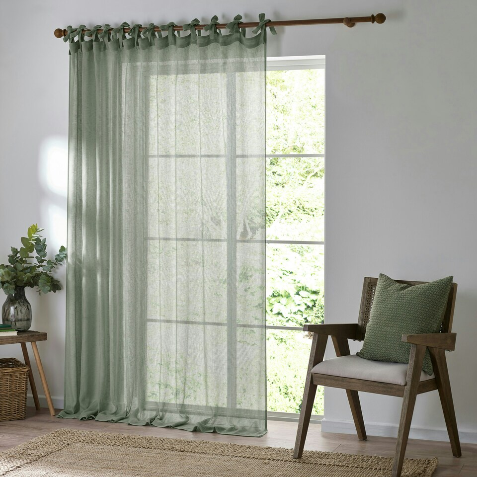 image 1 of Yard Nimbus Sheer Eucalyptus Tie Top Curtain Panel 290 x 250 cm Multi