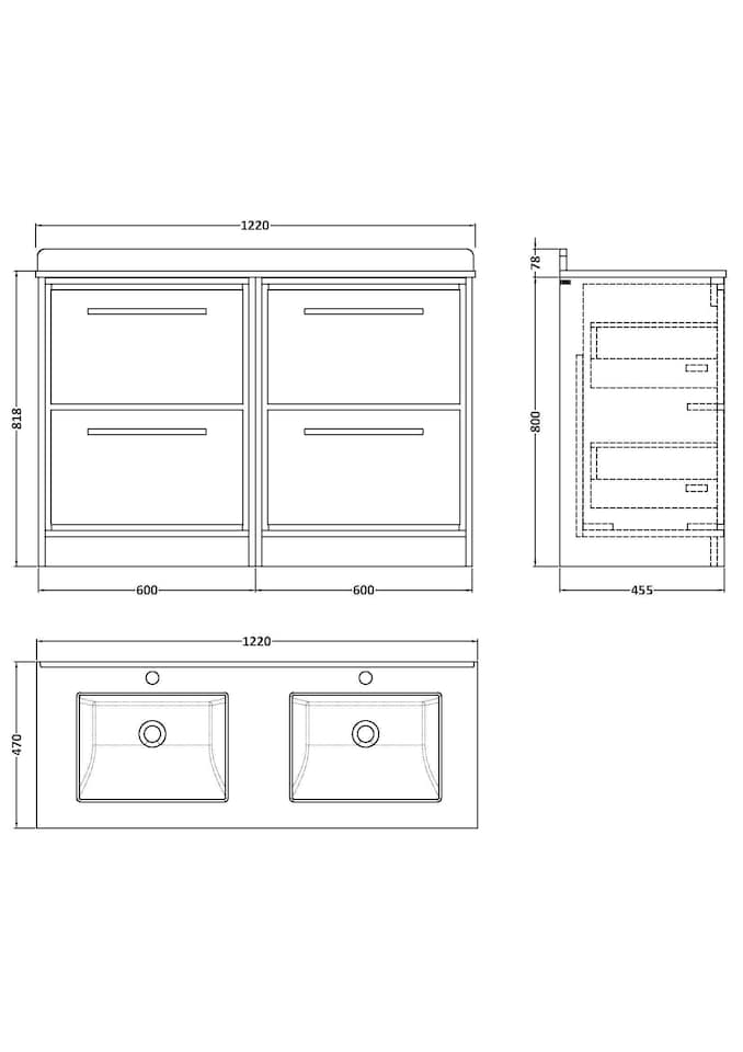 image 1 of Balterley Framed Design Floor Standing 4 Drawer Vanity with Marble Worktop Basin | Green | Reed Green | 878 x 1220 x 470mm