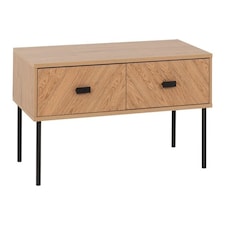 Leon 2 Drawer Coffee Table - L49.5 x W100 x H46 cm - Medium Oak Effect Brown