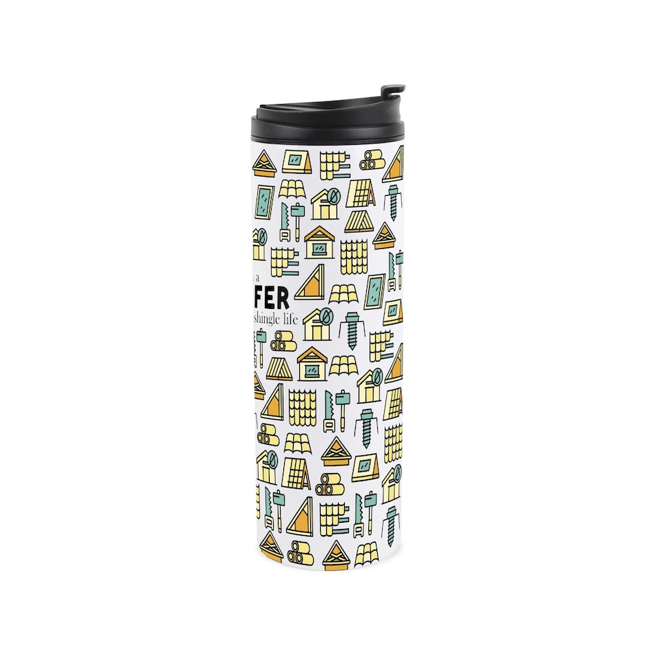 image 1 of Novelty Roofer Travel Flask - Reusable Stainless Steel Tumbler Gift