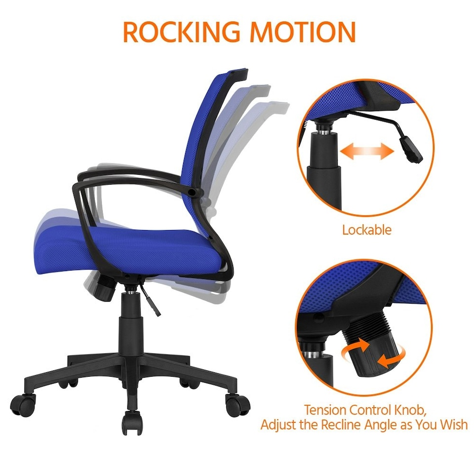 image 1 of Yaheetech Ergonomic Mesh Office Chair Mid-Back 360° Rolling Casters | Blue