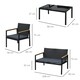 image 7 of Outsunny 4-Piece Cushioned Outdoor Rattan Wicker Chair and Loveseat Furniture