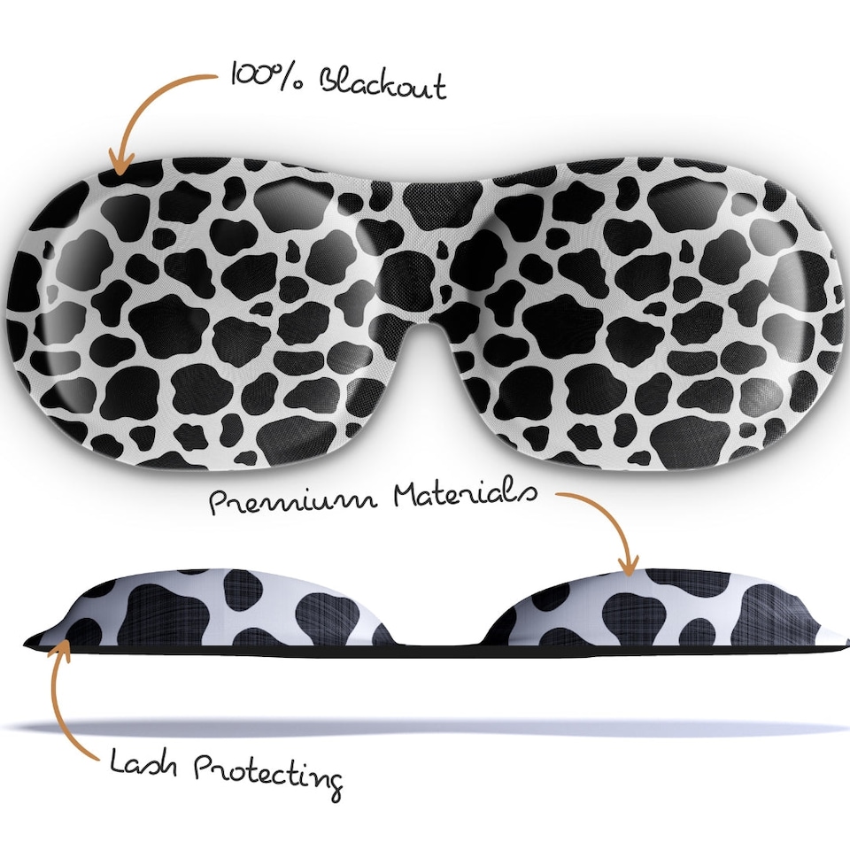 image 1 of SMUG Contoured 3D Blackout Sleep Mask - Cow Print