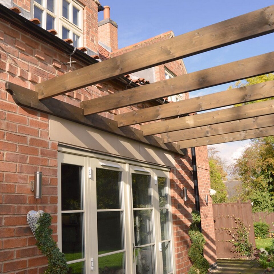 image 1 of Wall Mounted Garden Pergola - Wood - L240 x W480 x H270 cm - Rustic Brown